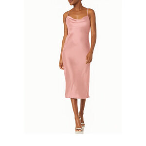 Jenny Yoo Satin Pink Dress Strap Cowl Neck 12 Midi Mini Cocktail Prom HOCO